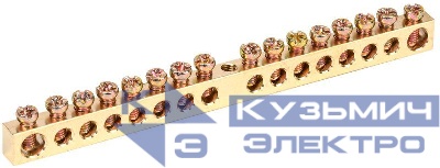 Шина PEN "земля-ноль" 6х9мм 16/1 (16групп/крепеж по центру) IEK YNN10-16-100