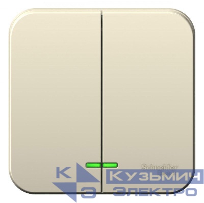 Выключатель 2-кл. ОП Blanca 10А IP20 (сх. 5) 250В с подсветкой с изолир. пластиной молочн. SE BLNVA105112