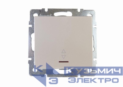 Переключатель проходной 1-кл. СП Rain IP20 с подсветкой механизм жемчуж./бел. перламутр. LEZARD 703-3088-114