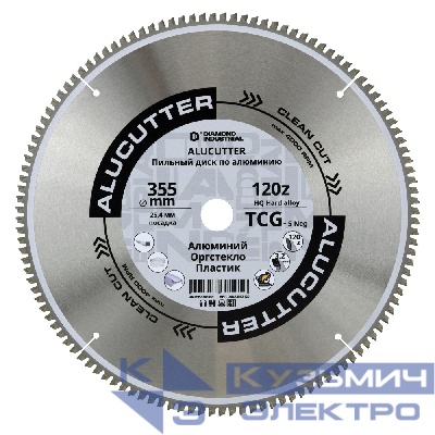 Diamond Industrial Диск пильный по алюминию, пластику 355х25,4 мм, Z=120 TCG AluCutter