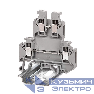 Клемма двухуровневая винтовой зажим 4 точки подключения 2.5кв.мм сер. DKC KRUK-3