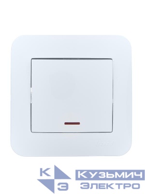 Выключатель 1-кл. 1п СП ASTI 10А IP20 с подсветкой в сборе бел. LEZARD 7081-0202-111
