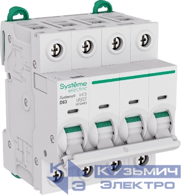 Выключатель автоматический 4п D 63А 6кА Systeme9 400В SE S9F23463
