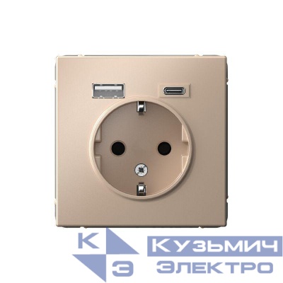 Розетка ArtGallery 16А с 2-мя заряд. устройствами USB A+C 5В/2.4А/3А 2х5В/1.5А механизм песочн. SE GAL001232