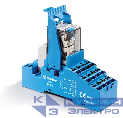 Модуль интерфейсный (сборка 55.34.8.230.0040 + 99.02.0.230.98 + 94.P4SPA) электромеханич. реле 4CO 7А AgNi 230В AC IP20 безвинт. клеммы Push-in пластик. клипса LED + варистор FINDER 58P482300060SPA