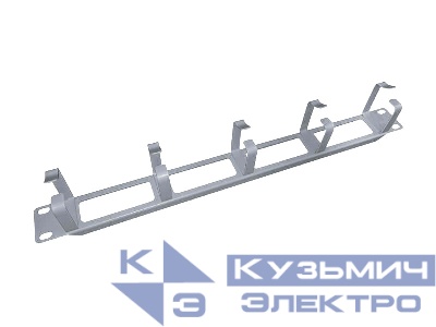 Кабельный органайзер 19", 1U, металлический с окнами, 5 металл. колец, серый