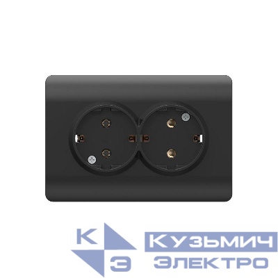 Розетка 2-м NEW3-E с заземл. защ. шторки 16А черн. CHINT 431491
