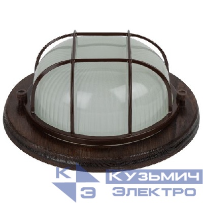 Светильник "Кантри" НБО 03-60-022 max 60Вт E27 IP54 D220 круг дерево/стекло решетка клен ЭРА Б0048416