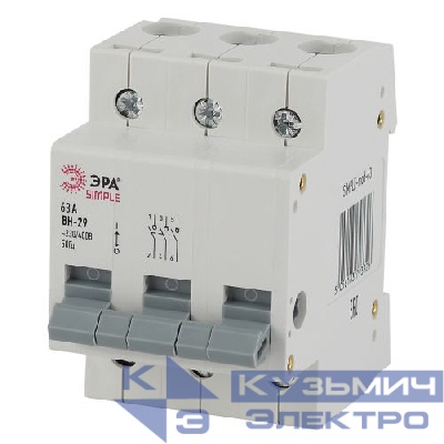 Выключатель нагрузки 3п 63А ВН-29 SIMPLE-mod-66 ЭРА Б0039256
