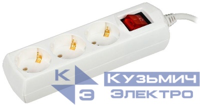 Удлинитель 3х3м с заземл. 10А IP20 У03В 2P+PE 250В 3х1 GENERICA WYP10-10-03-03-ZK-G