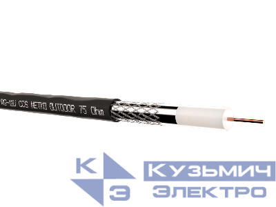 Кабель коаксиальный RG-11U, 75 Ом (CCS, оплетка 96 нитей AL), наружный, черный (305м) NETKO Optima