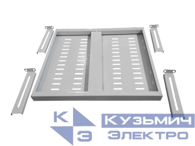 Полка усиленная для шкафа глубиной 600 (455х400), с ушками, серая, 180 кг