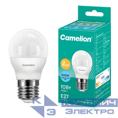 Лампа светодиодная LED10-G45/845/E27 10Вт 220В Camelion 13568