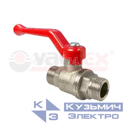 Кран шаровой ручка-рычаг (наружн./наружн.) 1/2дюйм латунь с никелир. покрытием (96/24) VALFEX VF.220.NR1.012