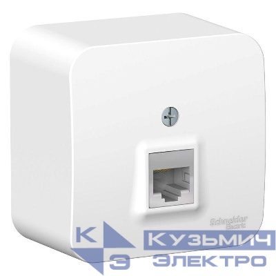 Розетка компьютерная 1-м ОП Blanca RJ45 кат.5E с изолир. пластиной бел. SE BLNIA045001