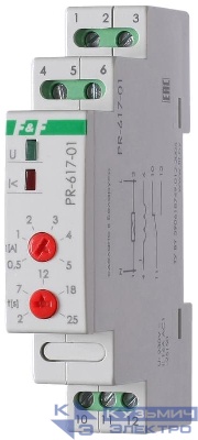 Реле тока PR-617-01 (диапазон 0.5-5А; с задержкой отключения; монтаж на DIN-рейке 35мм 230В 16А 1Z IP20) F&F EA05.001.002