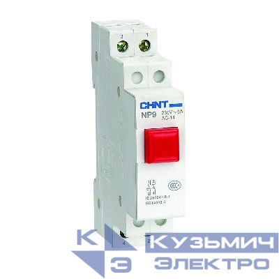 Кнопка модульная NP9-01/2 без подсветки 1НЗ красн. (R) CHINT 584057