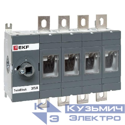 Рубильник 4п 315А без рукоятки управления TwinBlock EKF tb-s-315-4p