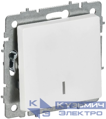 Выключатель 1-кл. СП BRITE ВС10-1-1-БрАБ 10А с индикацией механизм арктич. бел. IEK BR-V10-1-10-K91