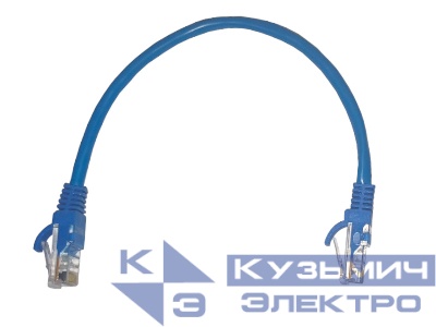Патч-корд UTP4 cat 5e, 0,25м, ВС, LSZH, синий, литой коннектор NETKO Optima