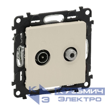 Розетка телевизионная TV/SAT 2-м Valena Life 5-862МГц/950-2400МГц с топологией "звезда" с лицев. панелью механизм сл. кость Leg 753564