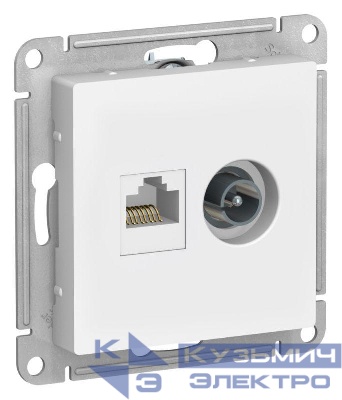 Розетка компьютерная + телевизионная 2-м СП AtlasDesign RJ45 кат.5E + TV механизм лотос SE ATN001389