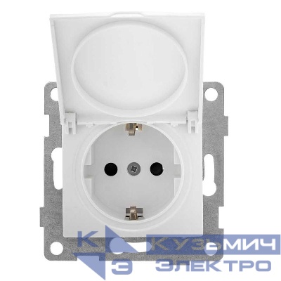 Розетка 1-м СП Bravo 16А 250В с заземл. защ. шторки с крышкой механизм бел. GUSI С10Р91-001