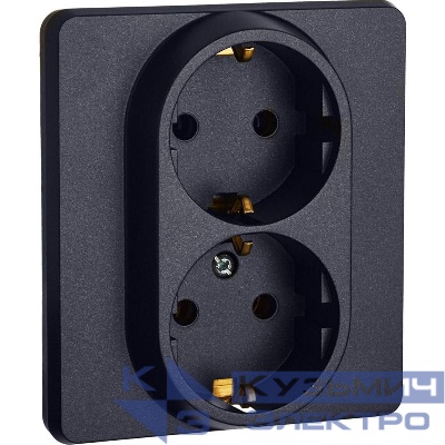 Розетка Inspiria 16А 250В 2х2P+E немецк. стандарт антрацит IEK 673753