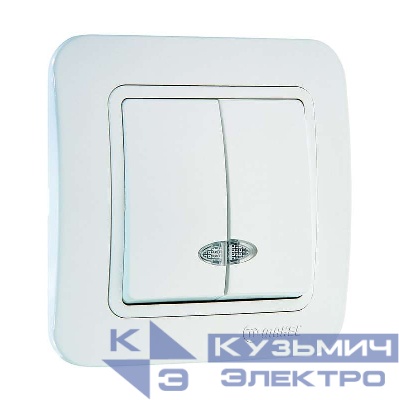 Выключатель 2-кл. СП Lillium 10А IP20 с подсветкой бел./бел. Makel 70023