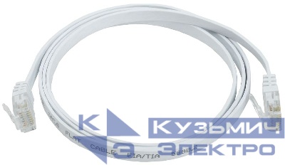 Патч-корд кат.6 UTP плоский 1м бел. ITK PC08-C06U-1M-FL