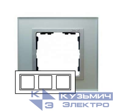 Рамка 3-м Simon82 стекло серебр. Simon 82937-62