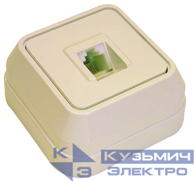 Розетка телефонная 1-м ОП 16А IP20 крем. Makel 45214