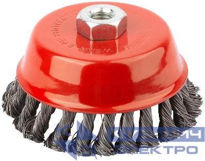 Корщетка-чашка гайка М14 стальная витая проволока 125мм FIT 39469