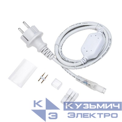 Набор установочный для двухсторон. гибкого неона 8х16мм (шнур питания каучук с диодным мостом и вилкой; заглушка; переходная муфта; игла) 1.5м Neon-Night 134-502