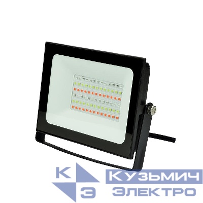 Прожектор светодиодный ULF-F60-30W/RGB IP65 200-240В BLACK мультиколор пульт ДУ (в/к) черн. Uniel UL-00007122