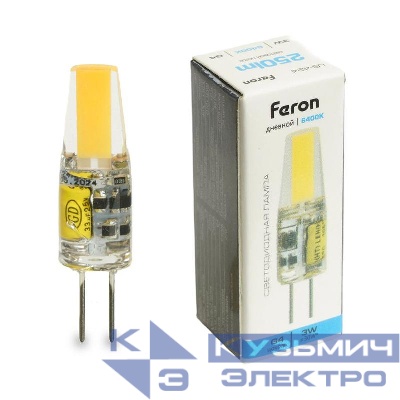 Лампа светодиодная LB-424 3Вт JC 6400К G4 12В FERON 51172