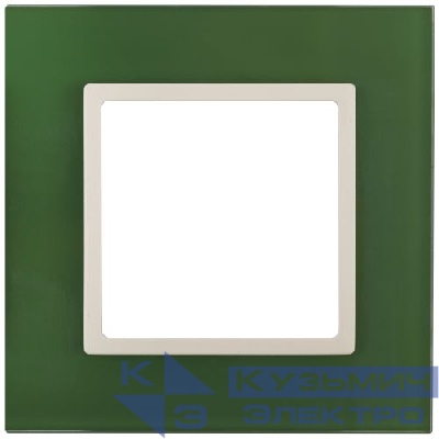 Рамка 1-м 14-5101-27 стекло Elegance зел.+сл. кость ЭРА Б0034481