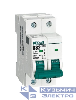 Выключатель автоматический модульный 2п D 32А 6кА ВА-103M без теплозащиты DEKraft 12550DEK