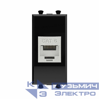 Розетка компьютерная 1мод. Avanti "Черный квадрат" RJ45 модульная кат.6 экранир. DKC 4402791