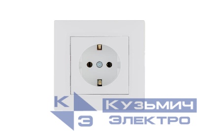 Розетка 1-м керамика Karea RIZZ с заземл. бел. Makel 88001008