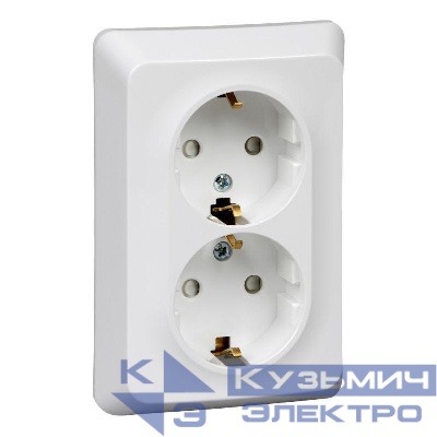 Розетка 2-м СП Этюд 16А IP20 250В с заземл. защ. шторки бел. SE PC16-108B
