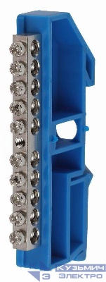 Шина N "ноль" на DIN-изол. ШНИ-6х9-10 никелированная Д син. NO-222-86-1 ЭРА Б0044135