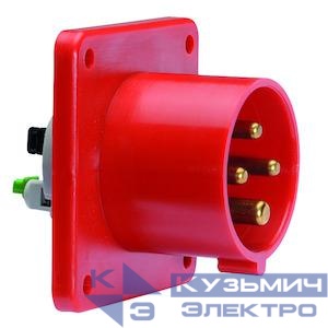 Вилка встраиваемая 16А 4п 3P+E 6ч 400В IP44 фланец 75х75 крепл. 60х60мм Quick Connect Bals 28112