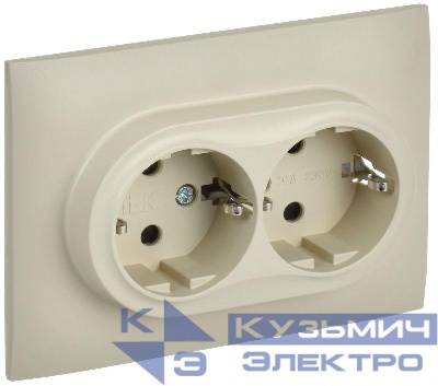 Розетка 2-м SKANDY 16А с заземл. защ. шторки в сборе SK-R07B беж. IEK SK-R24-16-K10-F