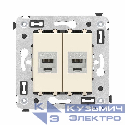 Розетка компьютерная 2-м СП Avanti "Ванильная дымка" RJ45 кат.6A без шторок экранир. механизм DKC 4405774