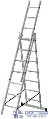 Лестница трехсекционная 3х7 H=202/316/426см 9.16кг алюм. FIT 65432