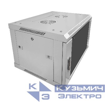 Шкаф настенный 6U серия WMA (Wall Maestro) (600х450х370), разборный, передняя стеклянная дверь, серый Netko "А"