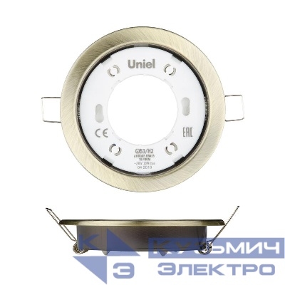 Светильник точечный GX53/H2 Antique Brass 10 Prom ультратонкий встраив. античная бронз. (уп.10шт) Uniel UL-00005056