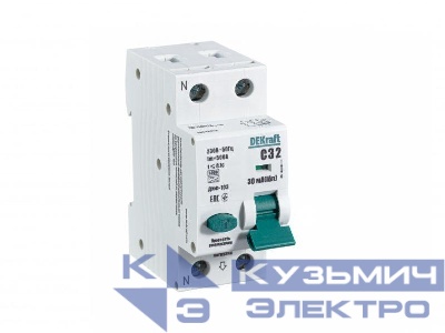Выключатель автоматический дифференциального тока 2п (1P+N) C 32А 30мА тип A 6кА ДИФ-103 DEKraft 16232DEK