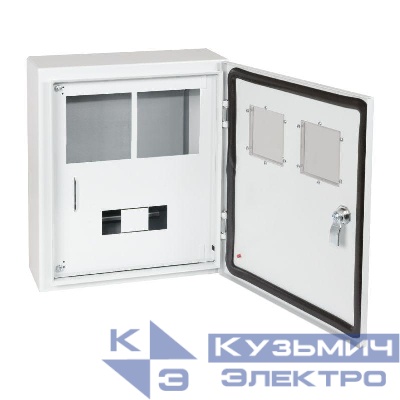 Корпус металлический ЩУРн-ПРО-1х2-МП/7-415х370х147-IP66-УХЛ1 (1фх2 счетчика на МП с окном учета 7 модулей ПРО) КЭАЗ 367474